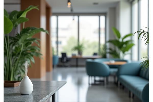 モダンなオフィス空間に香りが広がるイメージ